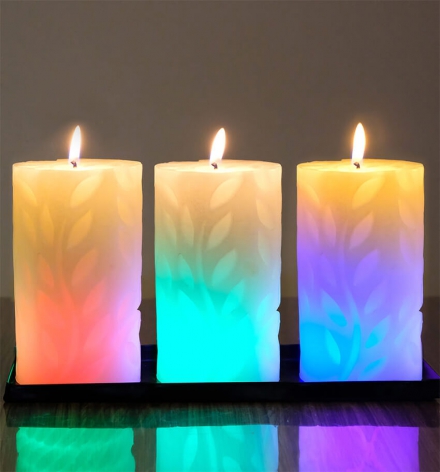 LED color changing Leaf Décor Candle
